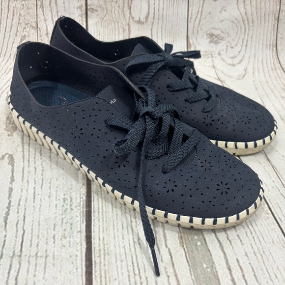 Skechers Shoes - Skechers Sepulveda Floral Maze Casual Shoes Navy Cutout Sneakers Womens Sz 9
